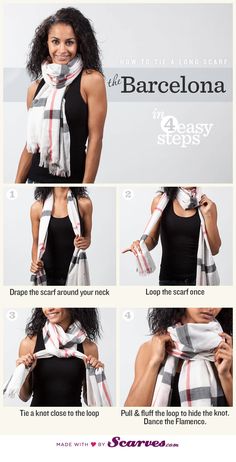 How to Tie a Scarf: The Barcelona - via @Diane Ellis.com® Scarves Tying, Winter Accesories, Scarf Wearing, Ways To Tie Scarves, Scarf Knots, Scarf Tutorial