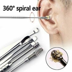 Product Description 5-7Pc/set Stainless Steel Spiral Ear Pick Spoon Ear Wax Removal Cleaner Tool Kit Specifications: Item name: Ear-pick Material: Stainless steel Color: Silver Quantity: 5-7pcs Suitable for all kind of the people who needs to clean the ear wax. Usage Steps: Step 1: Always wash thoroughly with alcohol or soap and water before and after use, especially if more than one person uses these tools. Step 2: Slowly insert the scoop earwax remover into the ear canal. Step 3: Gently pry in Ear Wax Removal Kits, Ear Cleaning Wax, Ear Cleaning Kit, Ear Wax Removal Kit, Ear Wax Removal Tool, Blackhead Remover Tool, Cleaning Your Ears, Piercing Kit, Ear Wax Removal