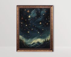 a painting with stars in the night sky