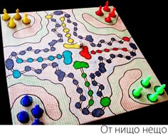 a board game with several pieces on it