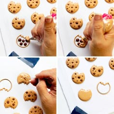 the process of making cookies with fondant and icing on them is shown here