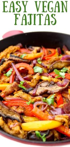 an easy vegan fajita recipe in a skillet