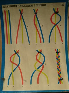 an old poster showing different types of braids and how they are used to tie them together