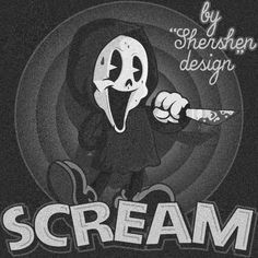 a black and white image of a scream with the words scream written in front of it