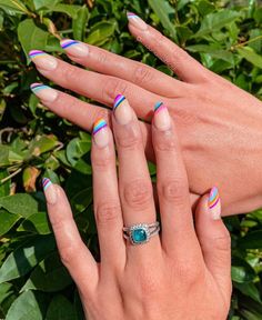 Strip Nails, Nails Abstract, Nails Round, Rainbow Nails Design, Rainbow Nail, Abstract Nail, Nail Board, Stripped Nails, Wavy Design