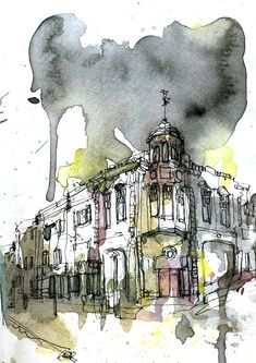 Cafe Drawings, Quick Watercolor, Taunton Somerset, Travel Artist, Cityscape Drawing, Sketchbook Diary, Watercolor Travel, Architecture Drawing Sketchbooks