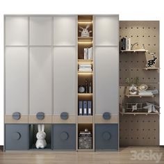 an image of a room with shelves and cabinets