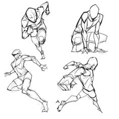 four different poses of the same person in various positions, each with their arms spread out