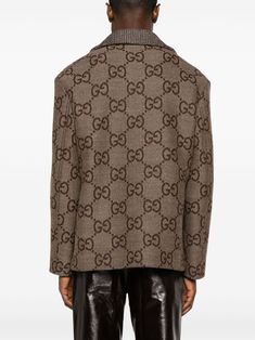 Gucci Maxi GG-jacquard Wool Jacket - Farfetch Chestnut Brown, Brown Beige, Wool Jacket, Patch Pocket, Wool Felt, Gucci, Wool, Long Sleeve