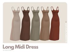 the long midi dress is available in four colors