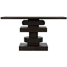 a wooden table with black bases on it