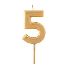 the number five candle is on top of a stick