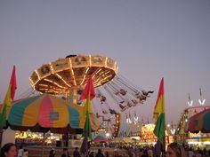 an amusement park filled with people and rides