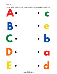 an alphabet worksheet with letters and numbers