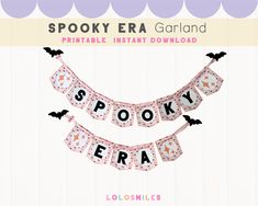 spooky era garland printable instant digital file for scrapbooking and halloween decor