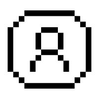 an 8 - bit blocky logo with the letter c in it's center