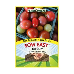 a book cover with tomatoes and other vegetables in the background, which reads easy to handle & easy to see sow - easy tomato