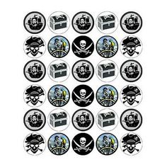 pirate themed stickers are arranged in the shape of a box and skull on it