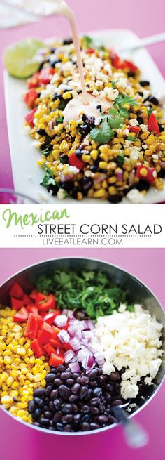 mexican street corn salad with black beans, limes and cilantro