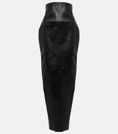 This Rick Owens maxi skirt is crafted in Italy from a coated cotton-blend. The material consists of 91% cotton, 6% elastane and 3% rubber. It features a zipped back closure and requires hand washing for care. Rick Owens Skirt, Luxury Stretch Black Maxi Skirt, Luxury Black Relaxed Fit Maxi Skirt, Rick Owens Maxi Skirt, Rick Owens Womenswear, Rick Owens Women, Hobble Skirt, Crop Top Outfits, Rick Owens