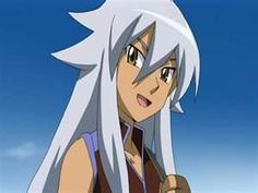 an anime character with long white hair