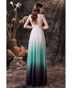 Buy ombre green sleeveless long chiffon formal prom dress with lace top at wholesale price online. High quality custom-made service pro since 2009. Ombre Green, Ombre Prom Dresses, Professional Dress, Prom Dresses With Pockets, Floor Length Prom Dresses, Prom Dresses Sleeveless, Lace Prom Dress, Rose Blush, Green Ombre