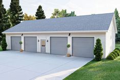 a two car garage is shown in this rendering