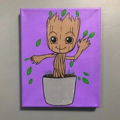 a painting of a baby groote in a pot