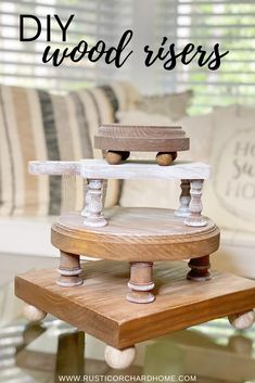 diy wood risers with text overlay