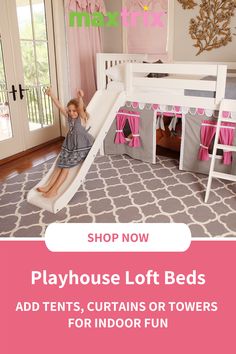 the play house loft beds are great for girls and boys to have fun on their own