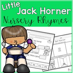 a little jack horner nursery rhymes book with the title in green and white