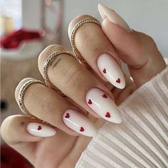 Super Cute And Stylish Ships In 5-10 Business Days Spring Manicure, Milky Nails, February Nails, Her Nails, Red Nail, Nail Swag, Spring Nail, Heart Nails, Valentine's Day Nails