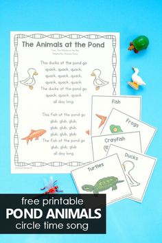 free printable pond animals song for kids