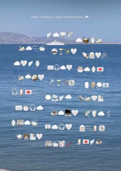 an image of the ocean with many different things on it's side and in the middle