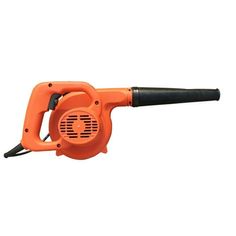 an orange blow dryer on a white background