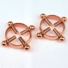 Rose Gold Tone Bolt Style Clip On Non Pierced Nipple Ring Set - Surgical Grade Stainless Steel Nipple Ring Clip On - Body Candy Piercing Rings, Ring Clip, Gold Body Jewellery, Gold Bodies, Tongue Rings, Piercing Ring, Ear Piercing, Belly Rings, Piercing Jewelry