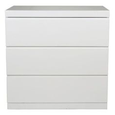 a white dresser with three drawers on it's sides and one drawer in the middle