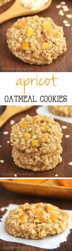 an oatmeal cookie is shown with the words apricot on it