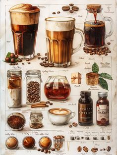 a poster showing different types of coffee