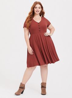 Brick Red Rib Button Down Skater DressPlus Size Brick Red Rib Button Down Skater Dress, Plus Size Skater Dress, Jersey Shirt Dress, Knit Skater Dress, Black Lace Midi Dress, Mesh Bodycon Dress, Mesh Maxi Dress, Trapeze Dress, Tiered Maxi Dress, Lace Midi Dress