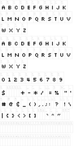 the font and numbers for an old computer keyboard