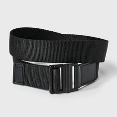 Black webbed belt with a 35mm width and 39-inch length. Knit fabric belt with bonded leather tips. Features an adjustable strap and black D-ring buckle closure for a customizable fit. If you're not satisfied with any Target Owned Brand item, return it within one year with a receipt for an exchange or a refund. Original Use™: Always the next evolution. Mens D Ring Belt, Adjustable Black Belt Buckles For Business, Black Adjustable Belts For Business, Black Casual Belt For Business, Black Adjustable Casual Belt, Black Adjustable Belt For Everyday Use, Black Casual Business Belt, Casual Black Belt For Everyday Use, Black Business-casual Belt