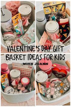 valentine's day gift basket ideas for kids with joann and other things in it