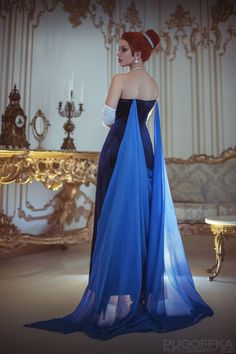 Luxury Elegant Dresses For Cosplay Events, Luxury Cosplay Dresses For Women, Anastasia Blue Dress Pattern, Luxury Fitted Princess Dress For Fancy Dress, Luxury Long Sleeve Costumes For Cosplay Events, Luxury Long Sleeve Dress For Cosplay, Cheap Holiday Princess Dress For Party, Anna Coronation Dress Adult, Anastasia Wig