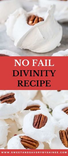 no fail diy dessert recipe with white frosting and pecans in the middle