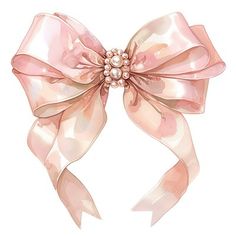 a large pink bow with pearls on it