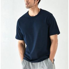 Solid Color Basic T-Shirt  Material: 100%Cotton  Style: Basic T-Shirt, Basic Tee Size: S, M, L, XL, 2XL, 3XL Color: Navy Blue  Occasion: Outdoor, Daily,  Vacation Navy Relaxed Fit Short Sleeve T-shirt, Basic Navy Short Sleeve T-shirt, Sporty Plain Crew Neck Tops, Sporty Solid Color Cotton Top, Sporty Solid Color Crew Neck Top, Navy Cotton Crew Neck T-shirt, Navy Cotton T-shirt With Crew Neck, Sporty Plain T-shirt With Relaxed Fit, Sporty Relaxed Fit Plain T-shirt