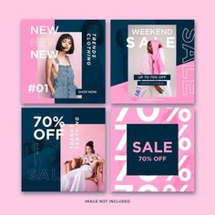 four instagrams for sale with pink and blue colors