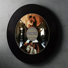 a clock that has some pictures on it