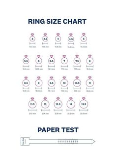 the ring size chart for paper test